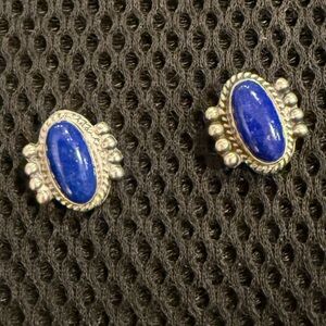 Southwestern Urban Cowgirl Petite Blue Lapis Sterling Silver Stud Earrings